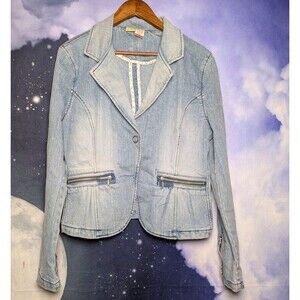 Y2K Union Bay Light Wash Denim Blazer Jacket XL Western Cowgirl Vintage Festival
